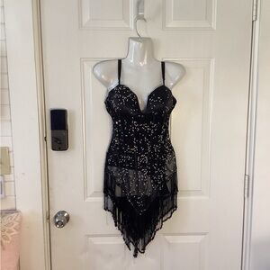 Banjul Black Beaded Fringe Dress